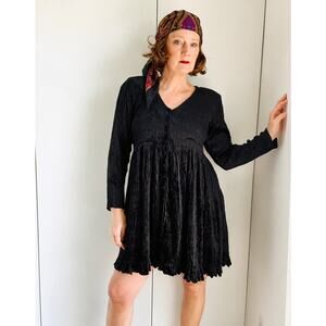 Vintage Nostalgia Velvet Babydoll Dress Black Size M Gothic Whimsigoth Grunge